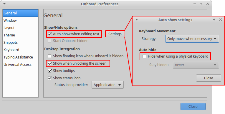 Onboard Settings Step 1