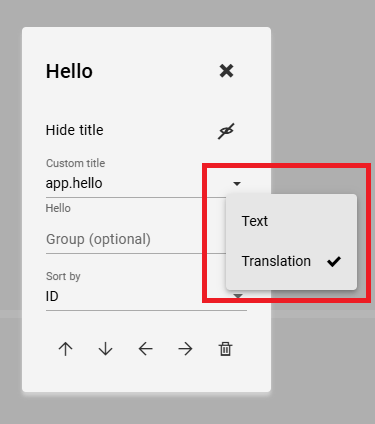 Example of a input field when using translations
