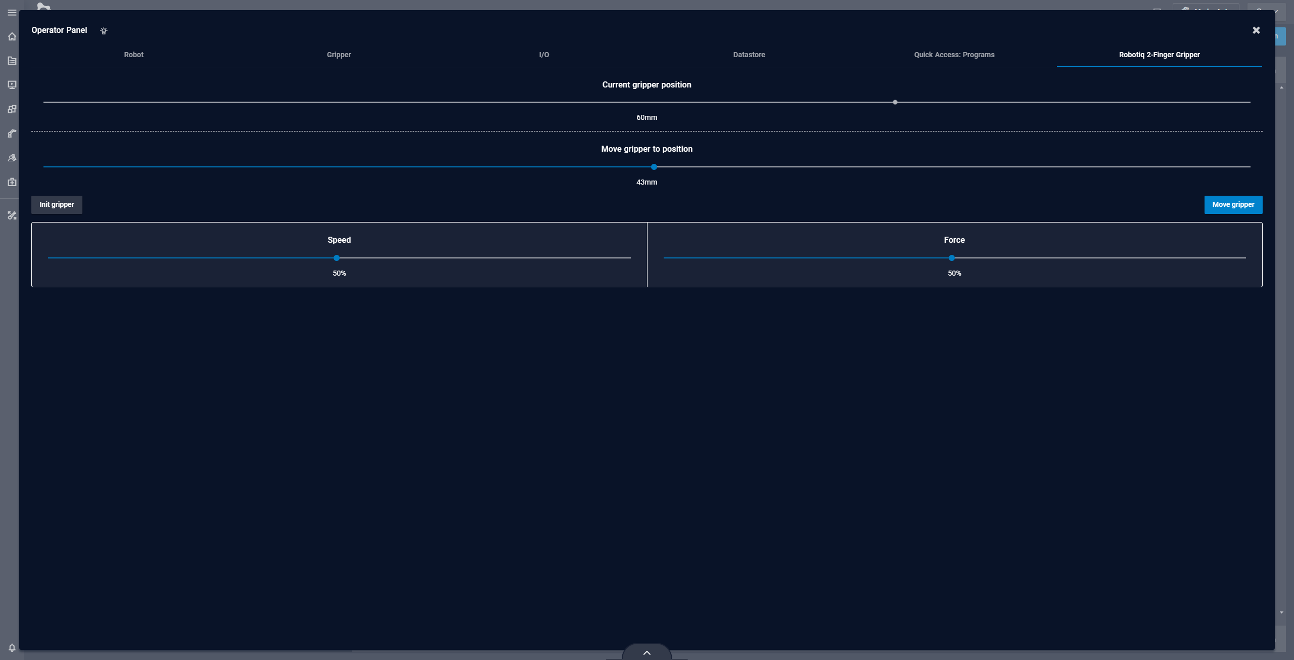 Robotiq Component Wizard in the Operator Panel