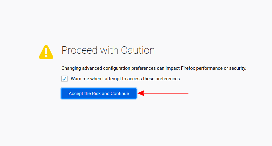 Firefox accept warning